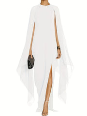 Solid Split Chiffon Sleeveless Evening Dress Spring & Summer Maxi Dress