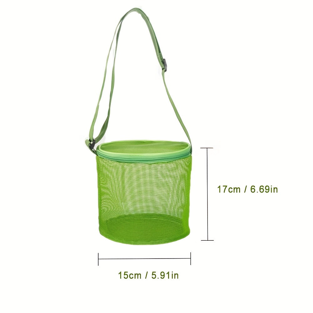 Kid's Mesh Shell Storage Bag 3D Round Sand Digging Bucket Toy