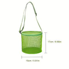 Kid's Mesh Shell Storage Bag 3D Round Sand Digging Bucket Toy