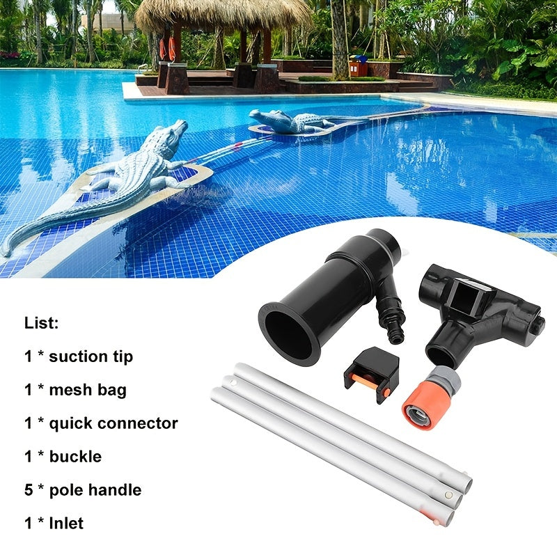 Swimming Pool Cleaning Kit Vacuum Skimmer Net & Poles