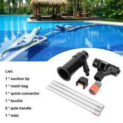 Swimming Pool Cleaning Kit Vacuum Skimmer Net & Poles