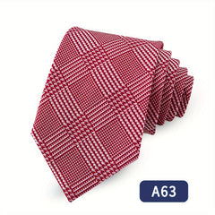 Men's Striped 15in Tie Dark Earth Yellow Wine Red