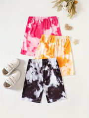 Girls' Tie Dye Print Sports Shorts Set