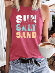 Letter Print Sleeveless Tank Top Casual Loose Fit