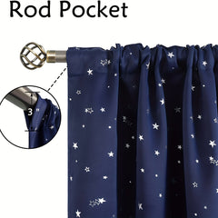Star Printed Polyester Curtains Rod Pocket Curtain for Home Decor