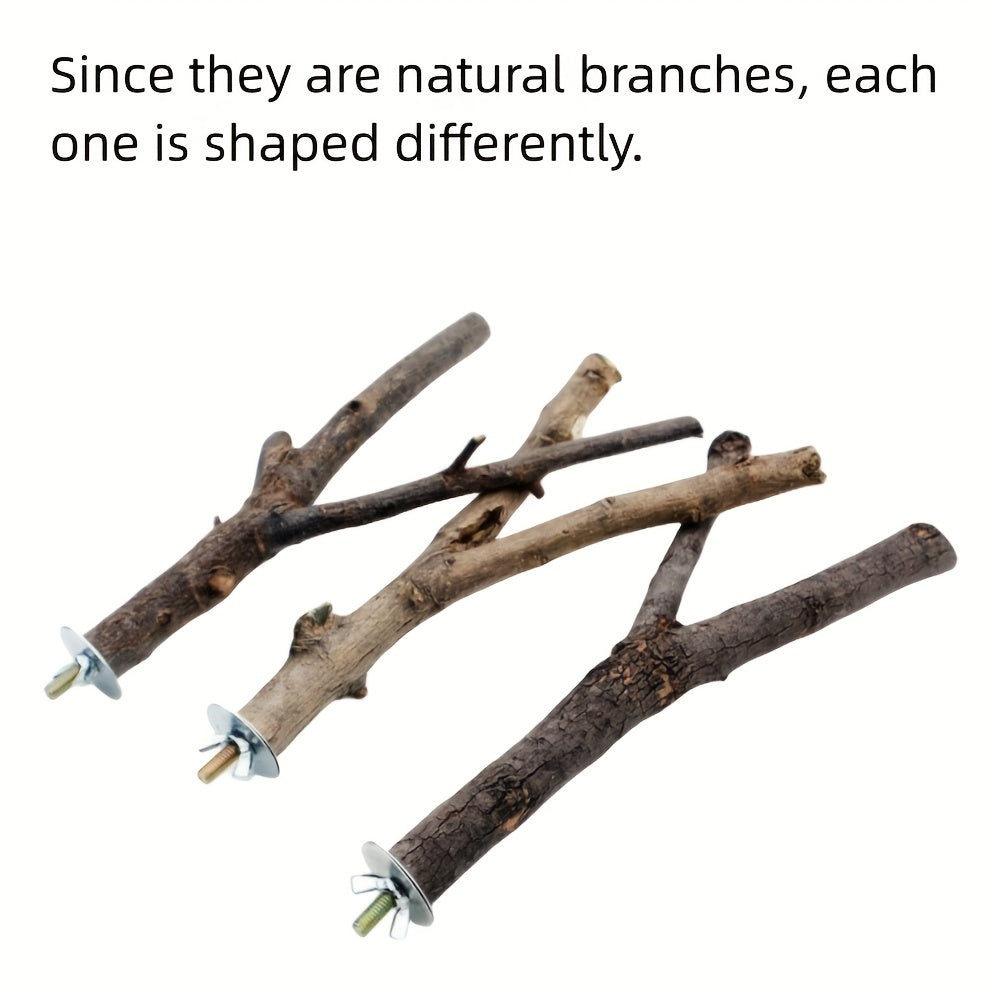 Bird Perch Stands Natural Wood Parrot Perch Bird Cage Accessories Bird Toy