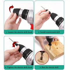 5pcs Countersink Drill Bit Set for Perfect Pilot Holes Woodworking