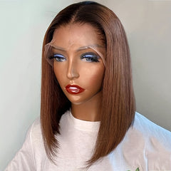 30 Colored Bone Straight Bob Wig 13x4 Lace Frontal Human Hair Wigs