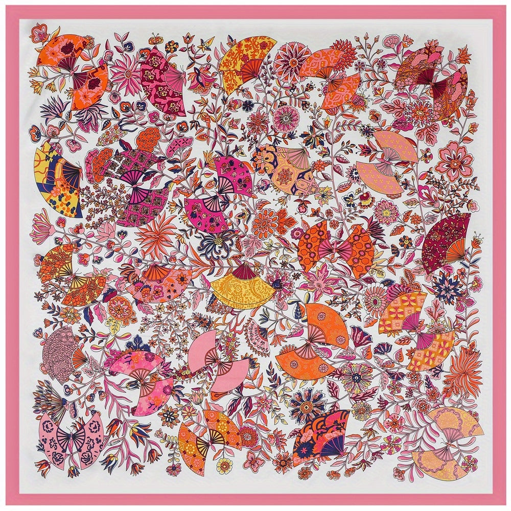 Boho Floral Print Vintage Bandana Silk Square Scarf Large Satin Shawl