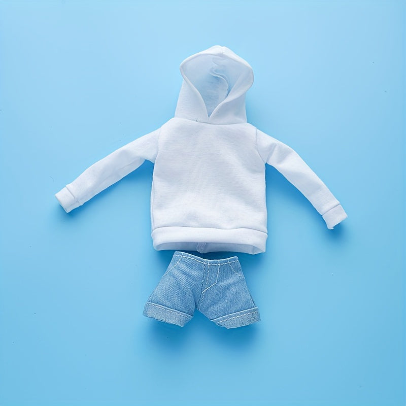 2pcs Doll Clothes Sweatshirt for 11.5 Inch Dolls, Loose Hooded Sweater & Shorts