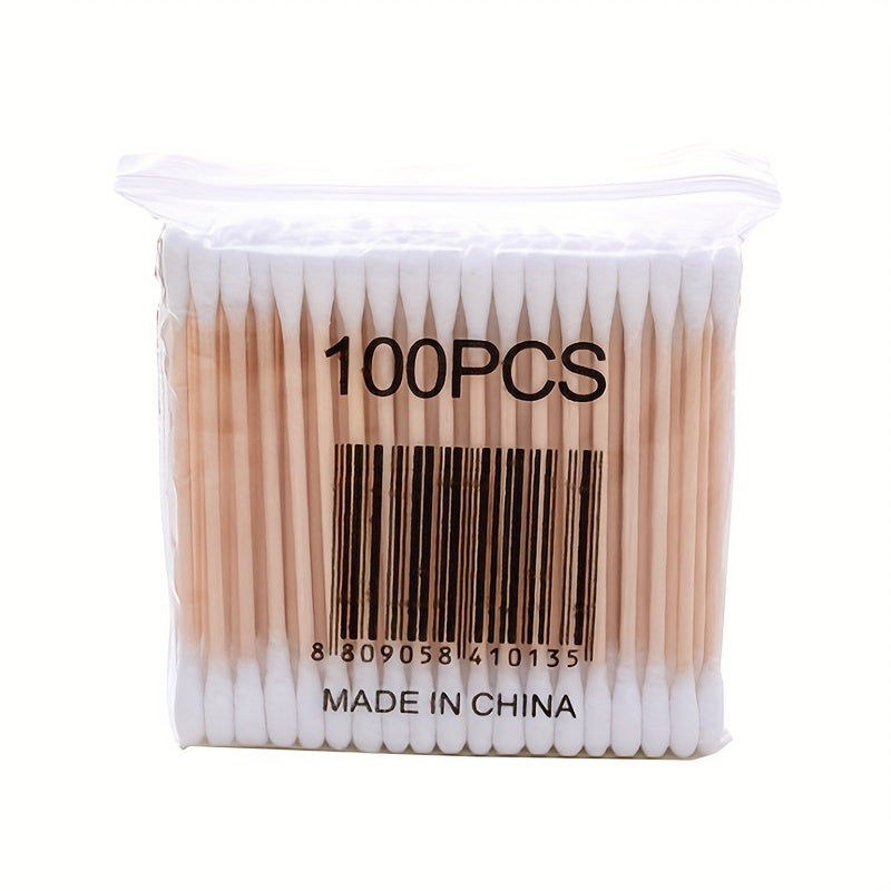 500pcs/100pcs Pointed Round Cotton Swabs Disposable Ear Pick Cleaning Sticks