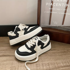 Women's Contrast Skate Shoes Casual Lace Up Platform Sneakers