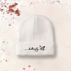 Butterfly Embroidery Knit Hat Y2K Beanie Candy Skull Cap Elastic