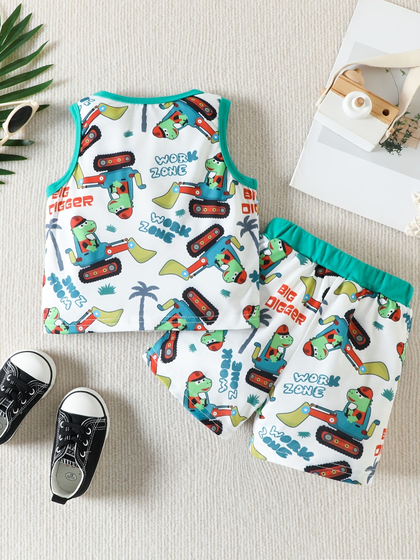 Boys Dino Digger Tank Top & Shorts Set