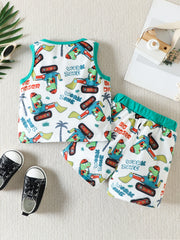 Boys Dino Digger Tank Top & Shorts Set