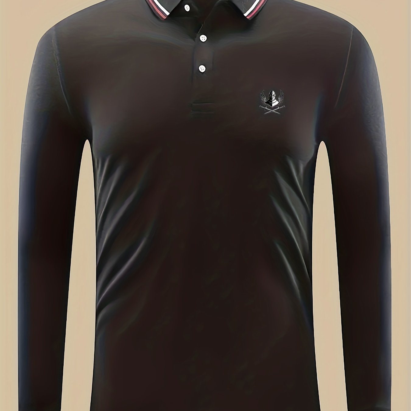 Knight Print Men's Casual Button Up Long Sleeve Polo Shirt