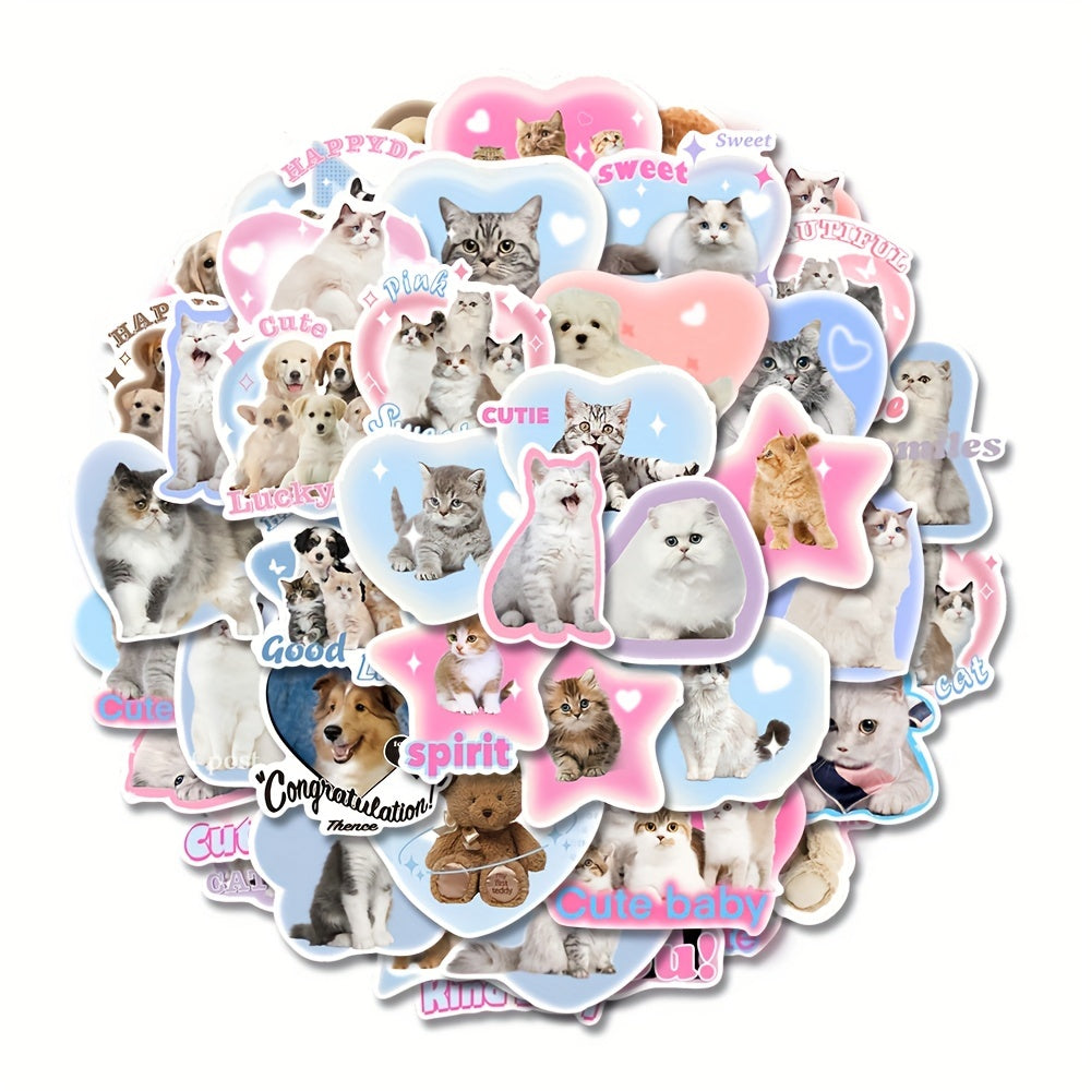 48pcs Cat & Dog Stickers Pack for Kids Laptop Luggage Notebook Bike