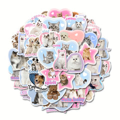 48pcs Cat & Dog Stickers Pack for Kids Laptop Luggage Notebook Bike