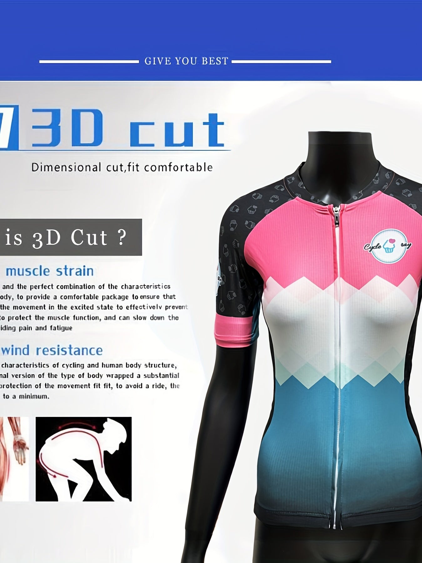 Block Ice Cream Print Cycling Jersey Women's Activewear