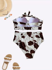 Cow Print Push Up Halter Bikini Set