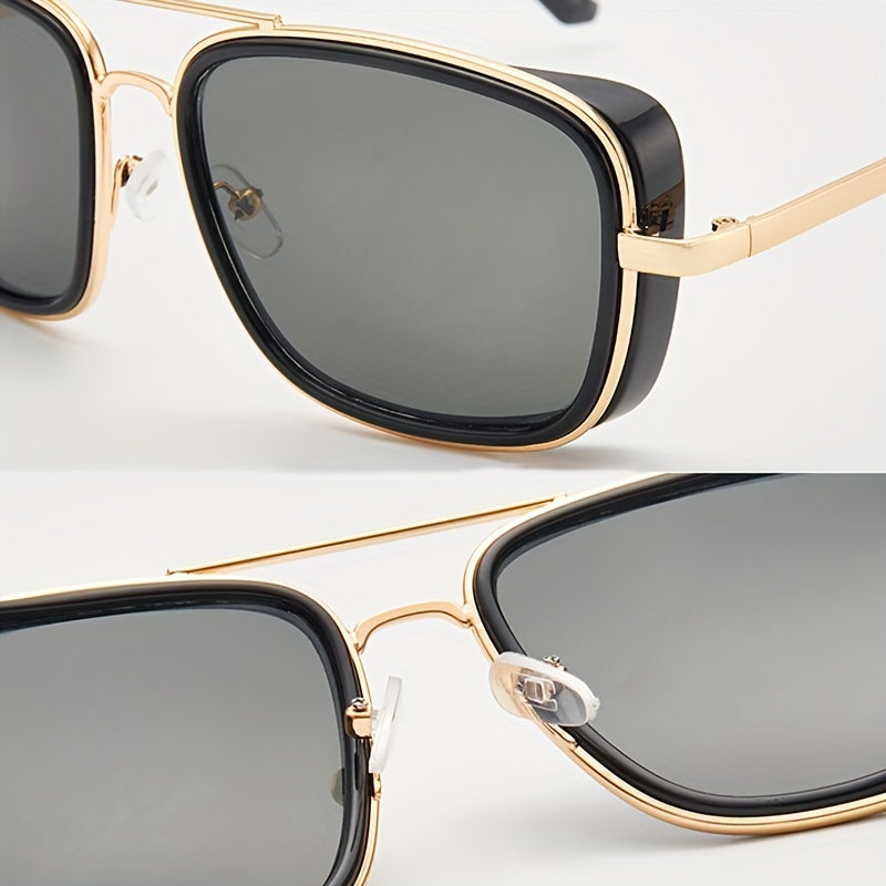 Men's Steampunk Sunglasses UV400 Copper Frame Eyewear with Case
