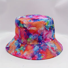 Oil Painting Print Bucket Hat Reversible Red Tie Dye Graffiti