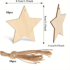 10pcs Wooden Star Christmas Tree Ornaments DIY Painting Wood Slices