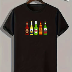 Beer Print Men's Comfy T-shirt for Outdoor Summer