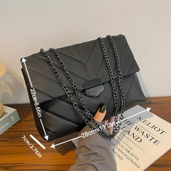 Quilted Shoulder Bag Solid Flap Chain Bag Classic Purse