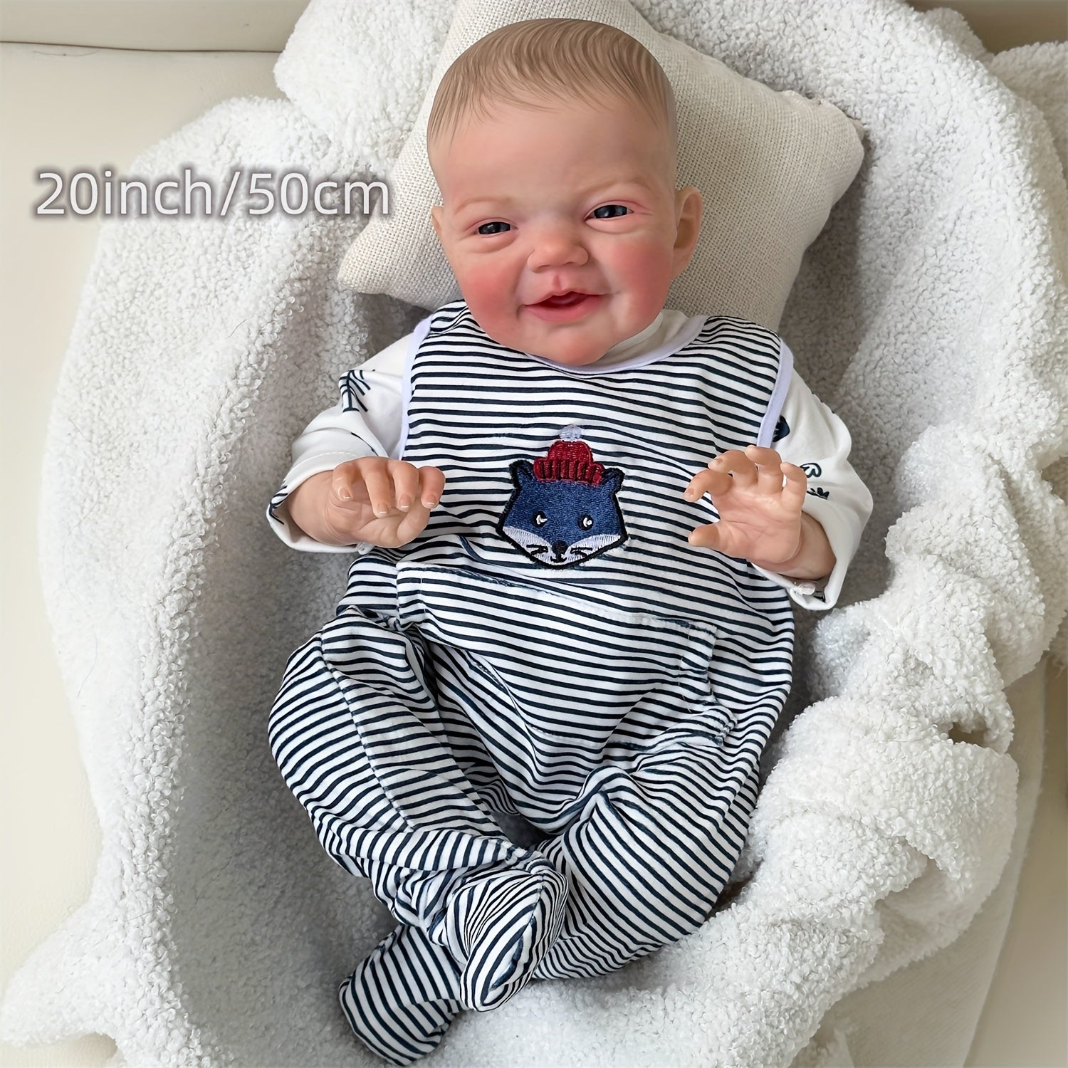 20 Inch Simulative Reborn Doll Soft Cloth Body Hand Painted Hair Birthday Gift
