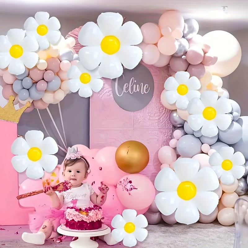 10pcs Daisy Egg Flower Aluminum Film Balloon