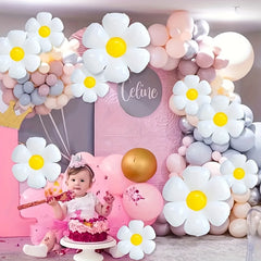 10pcs Daisy Egg Flower Aluminum Film Balloon