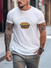 Men's Printed Leisure Sports T shirt Casual Stretch Round Neck Tee Shirt