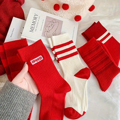 Striped & Letter Print Socks Women's Stockings