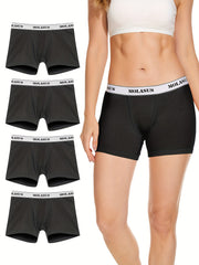 4 Pack Plus Size Panties Set Women's Plus Boyshorts