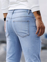 Slim Fit Ripped Jeans Men Casual Street Style Distressed Denim Pants