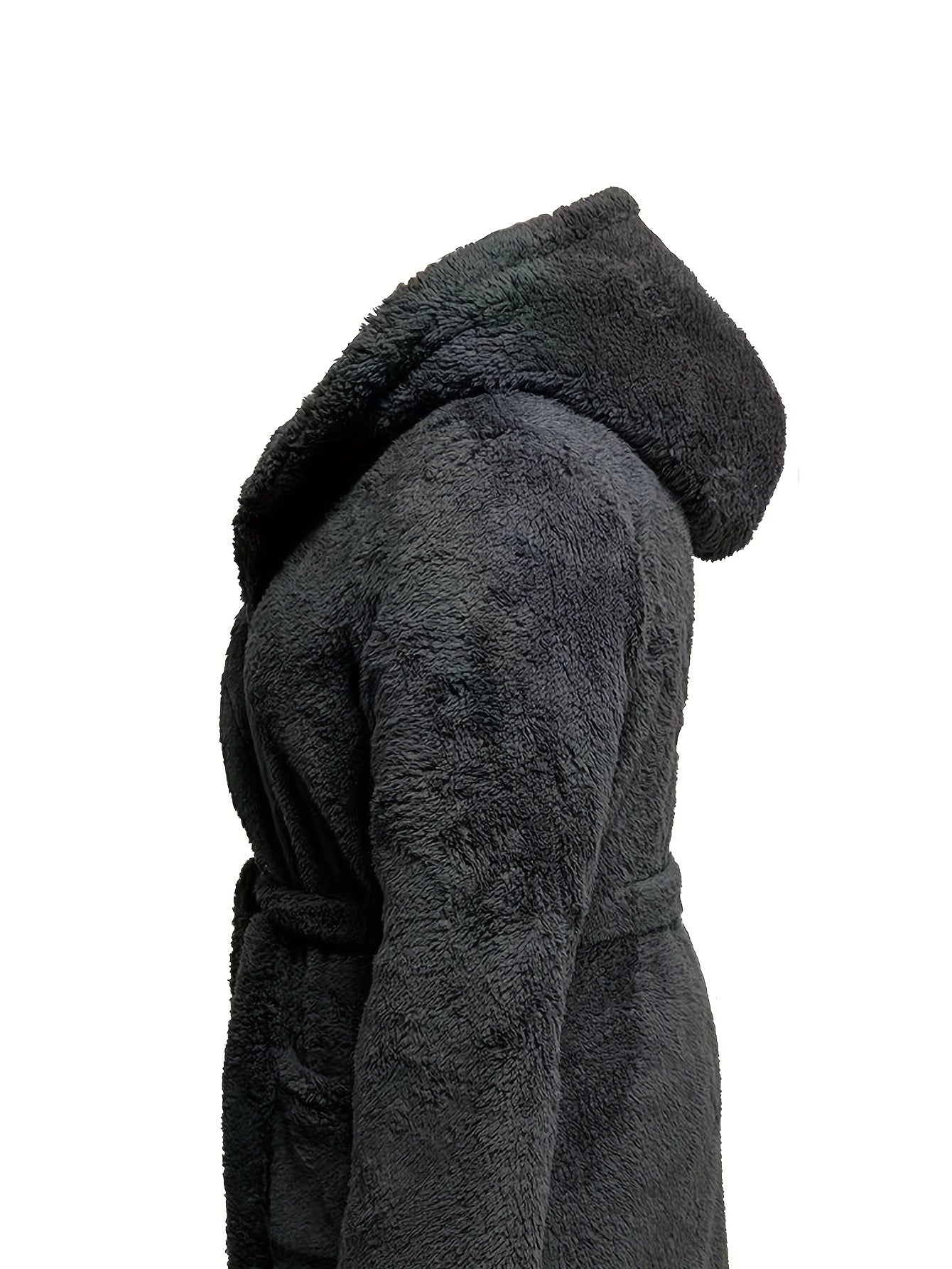 Womens Plus Size Hooded Flannel Bathrobe Warm Robe With Pockets