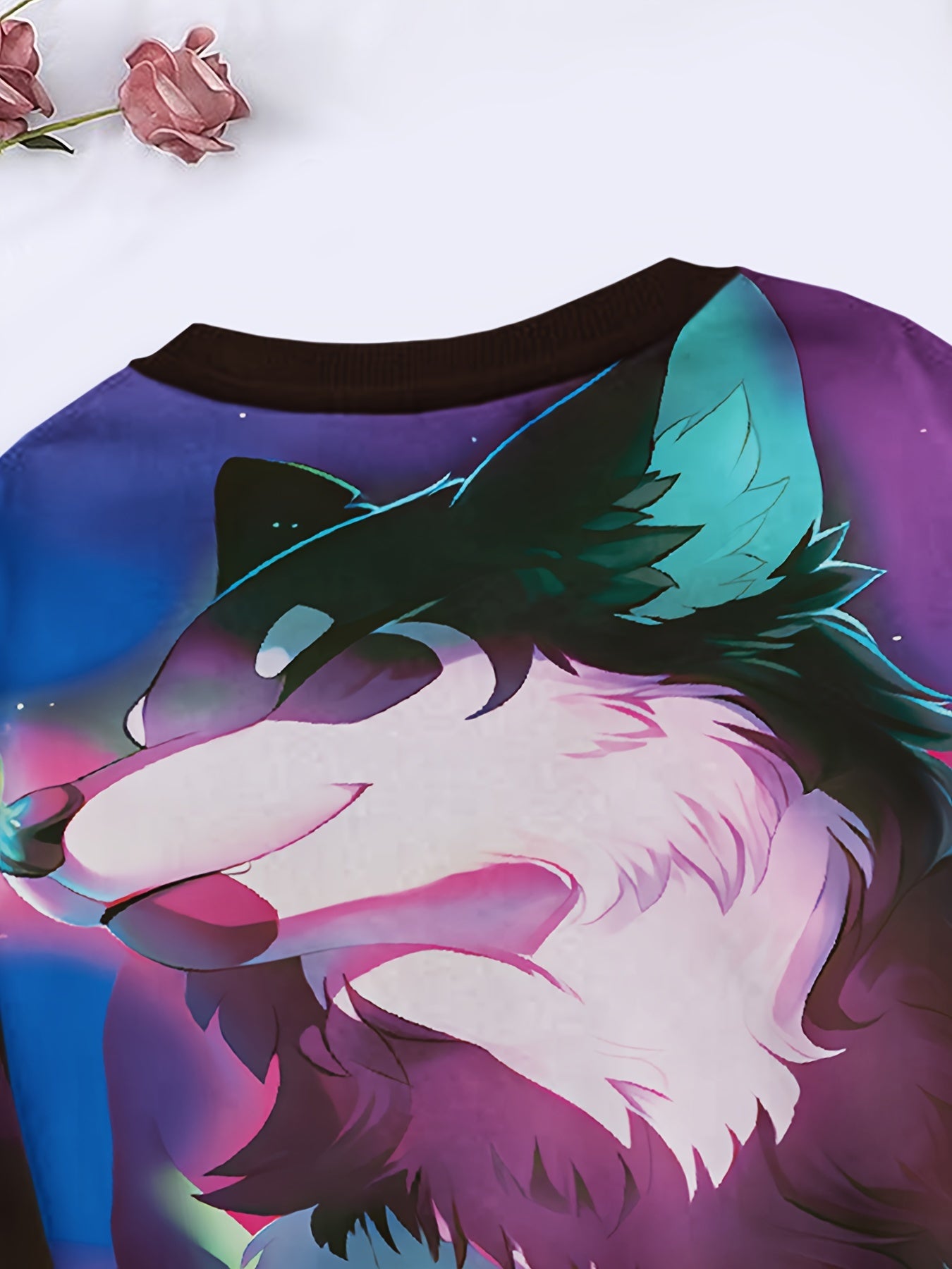 Wolf Graphic Crew Neck Sweatshirt For Girls Boys Sports