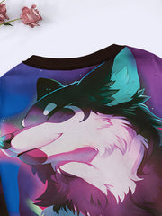 Wolf Graphic Crew Neck Sweatshirt For Girls Boys Sports
