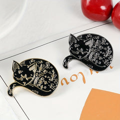 Enamel Sleepy Lazy Cat Pin Brooch for Clothing Bags Jackets
