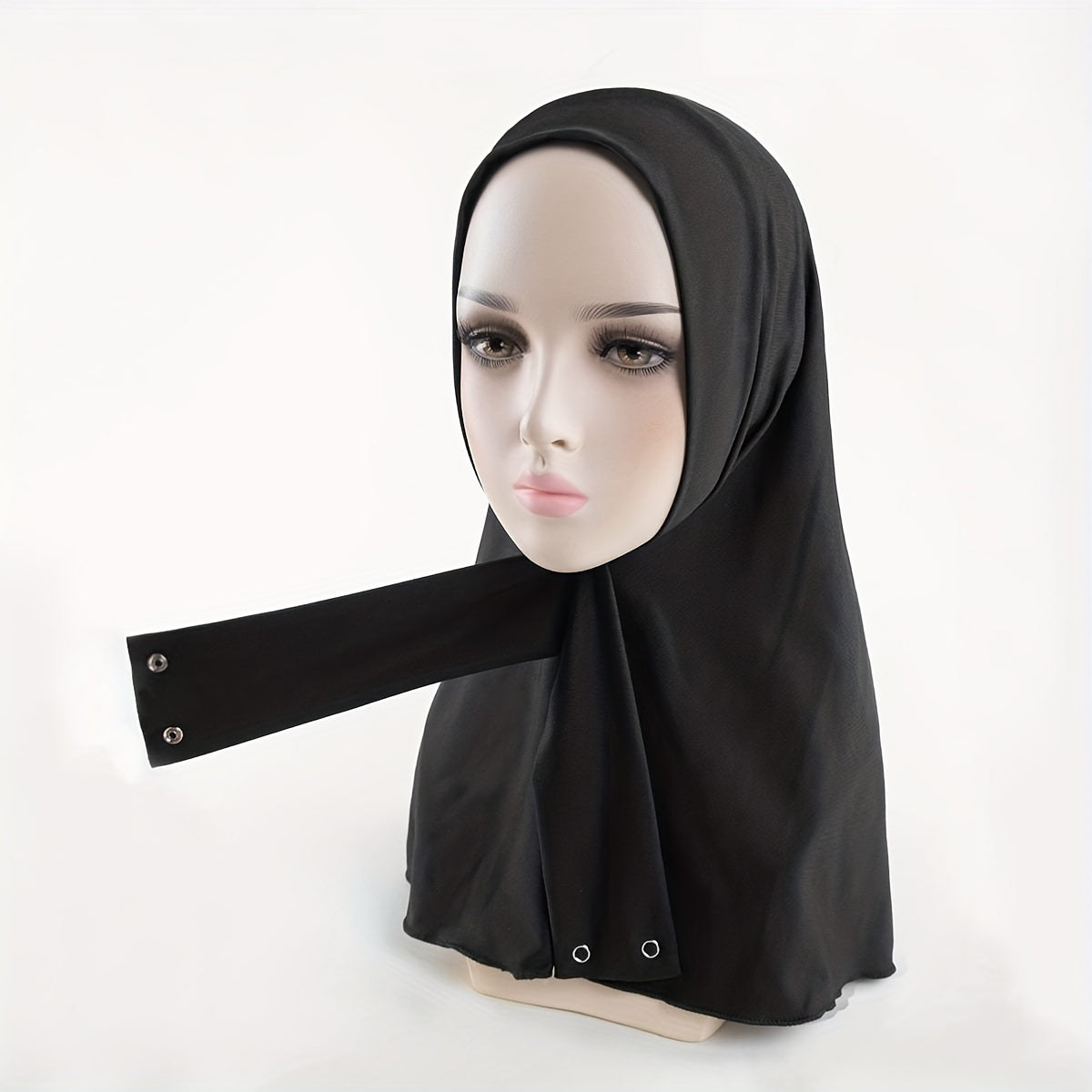 Elastic Hijab Hooded Tie Buckle Headscarf Solid Ramadan Head Wrap