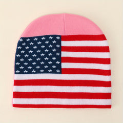 Flag Jacquard Beanie Cap Hip Hop Knit Hat Patriotic Skull Ca