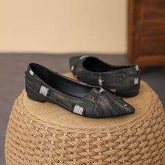 Women's Denim Point Toe Flats Lightweight Walking Shoes
