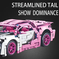1332pcs Pink Supercar Model Kit DIY Assembly High ABS Plastic Stackable