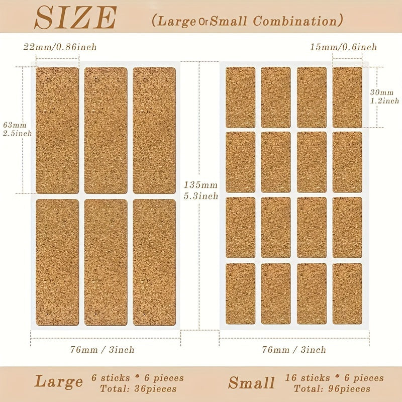 Waterproof Removable Cork Label Stickers Various Sizes Brown Name Label Sticker