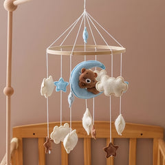 Handcrafted Baby Sheep & Moon Bed Bell Animal Shapes Bear Star Accen