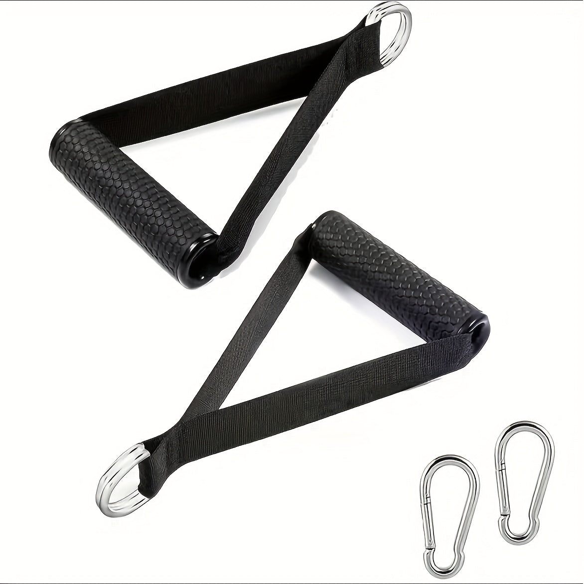 Rubber Non-slip Handle for Resistance Band, 1 Pair Handle with 2 Hooks