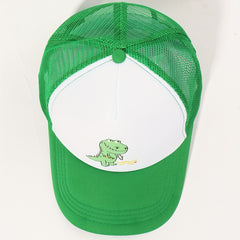 Green Dinosaur Trucker Hat Block Baseball Cap Adjustable Mesh Sunshade Dad Hat
