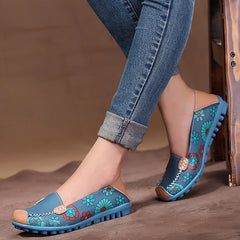 Women's Floral Print Flat Boat Shoes Lightweight Anti Slip Slip On Loafers