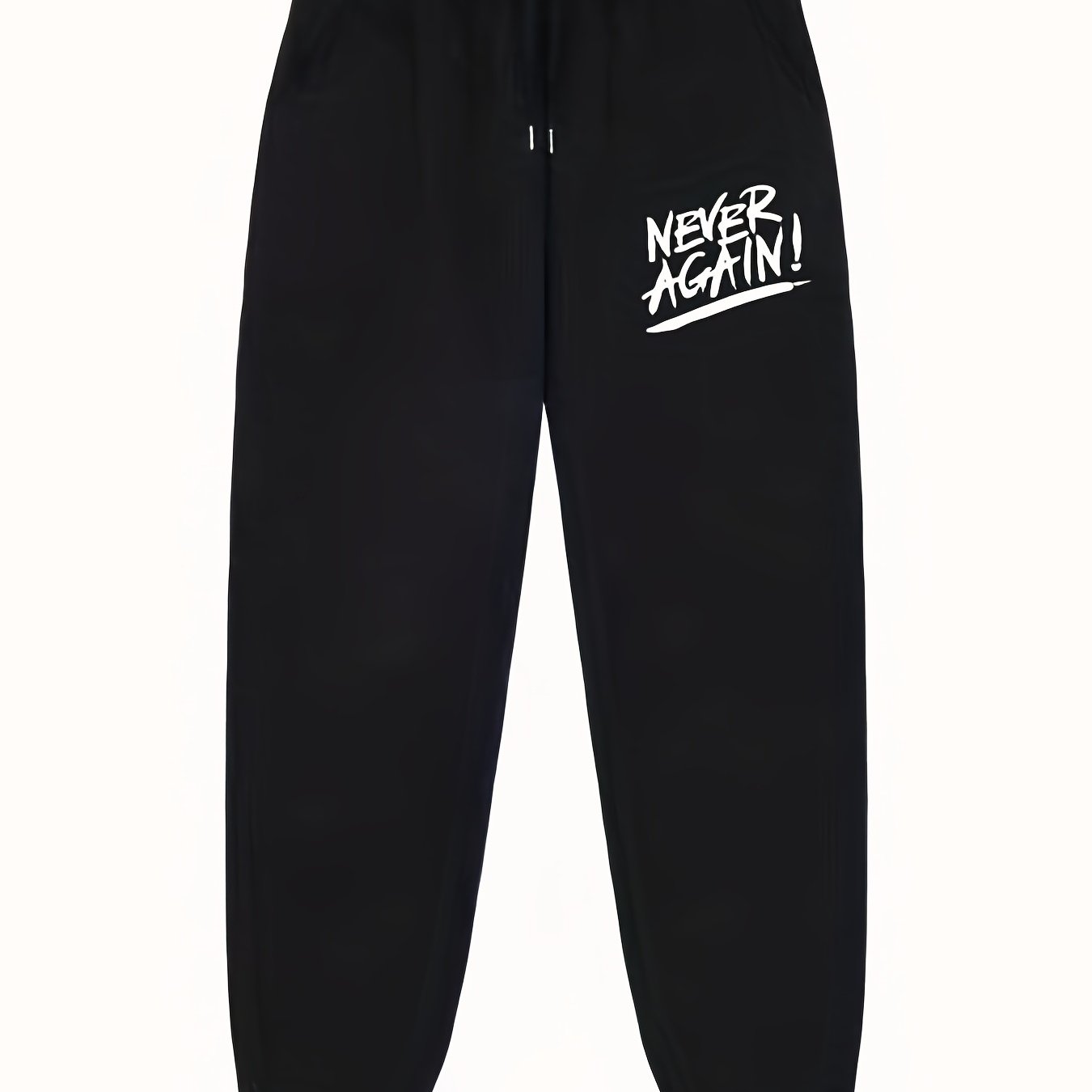 Never Again Print Joggers With Pockets Men s Drawstring Pants